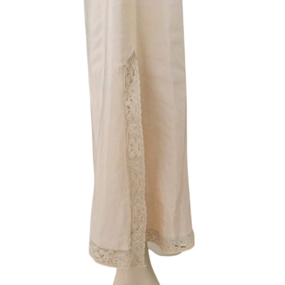 OPERA Full Length Slip Lacy Shiny Noisy Acetate Maxi Ecru Lace with Side Slit - Picture 7 of 13